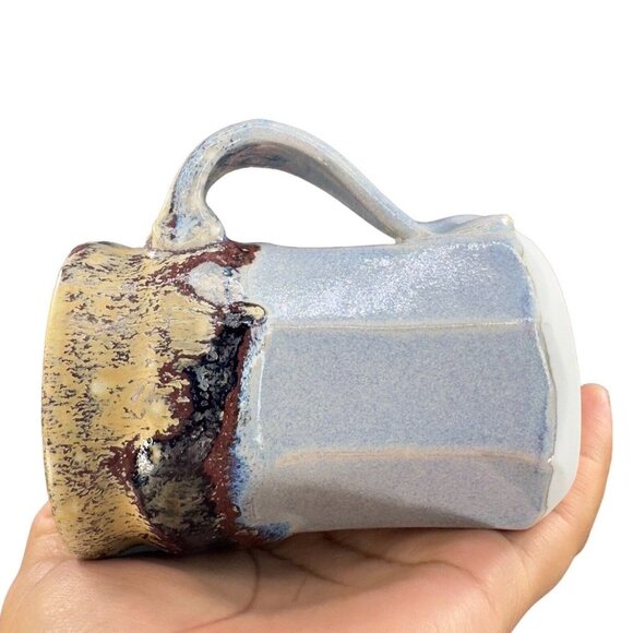 Primitive Style Hand Made Pottery Coffee Mug Cup Drip Glaze Signed By Artist VTG - Picture 5 of 15